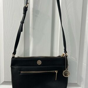 Anne Klein Black Crossbody Bag with Gold Hardware